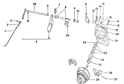 Governor And Connections Diagram and Parts List for CUB185  Cub Cadet Lawn Tractor